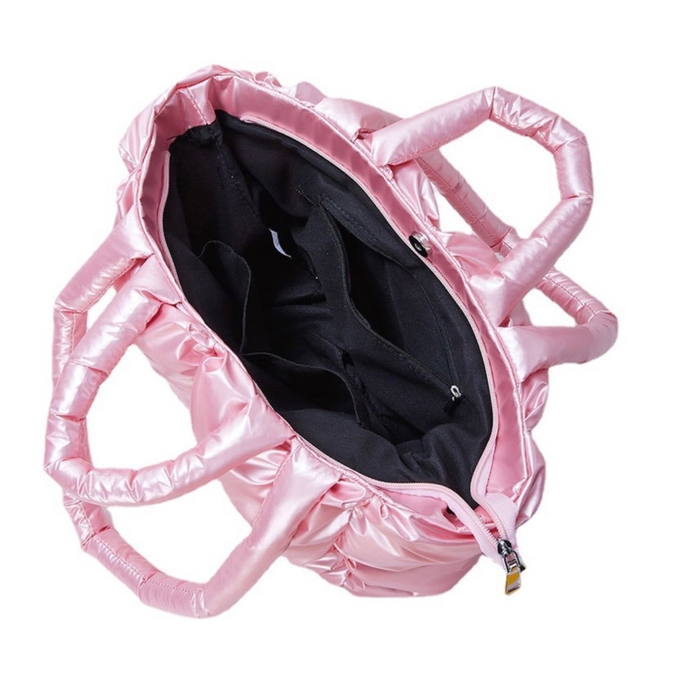 New Black and white color Down Puff Shoulder Bag Handbag Puffy Soft Carry Bag - Picture 11 of 11